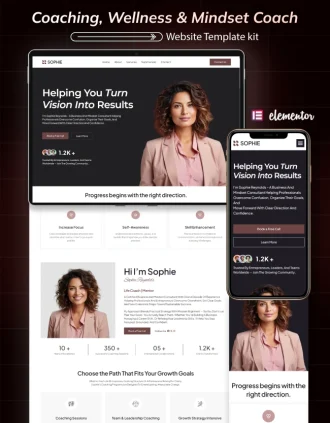 Sophie-Life Coach WordPress Elementor Landing Page Template Cover
