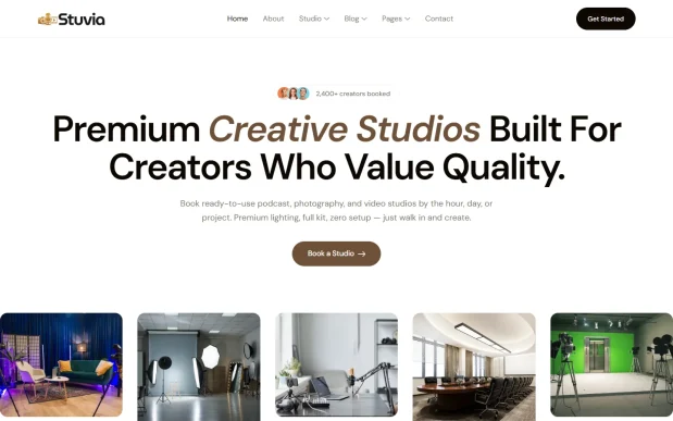 Stuvia (1) Creative Studio Rental Elementor WordPress Full Website Template Kit