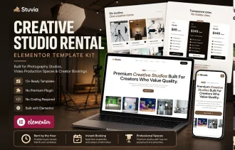 Stuvia - Photography Studio, Creative Studio Rental, Podcast & Booking WordPress Elementor Template Thumbnail