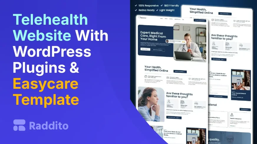 Telehealth Website With WordPress Plugins & Easycare Template