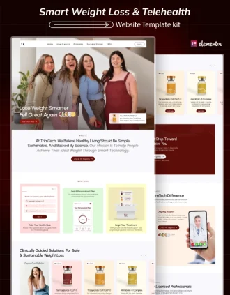 TrimTech smart weight loss and wellness WordPress Elementor template kit