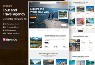Trivana - Travel Agency Tour Booking Vacation Planner WordPress Elementor Template Kit