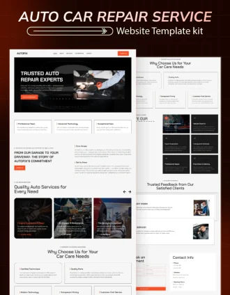 AutoFix car repair service website template kit with modern responsive design
